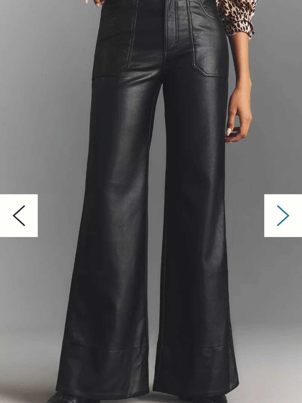 Anthropologie The Rylan Faux Leather Relaxed High-Rise Flare Pants by Pilcro NWT - Picture 3 of 4